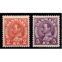 1933-34. Danmark. Christian X. Høje værdier. Postfriske.